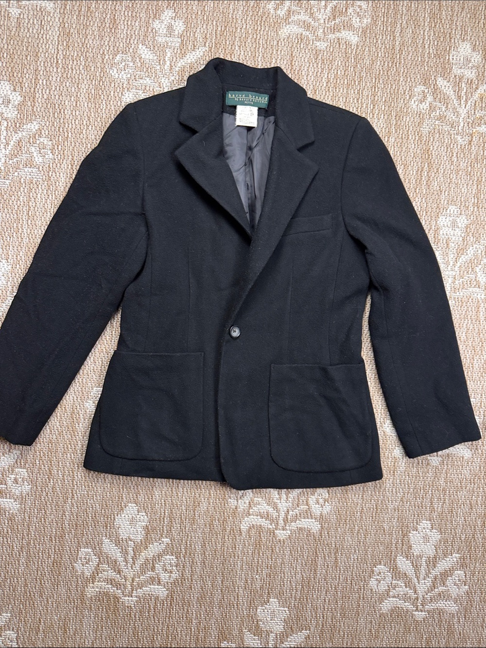 Harve Bernard by Bernard Holtzman Black Single-Button Wool-Blend Blazer